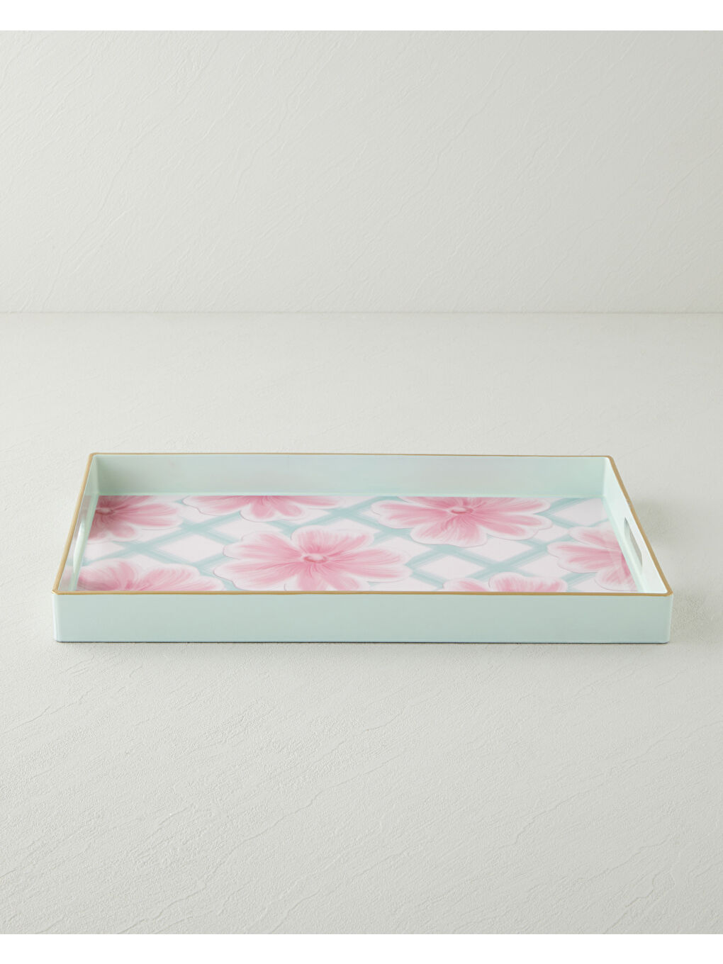 Renksiz Bright Floral PP Tepsi 40x26 cm Renkli-1