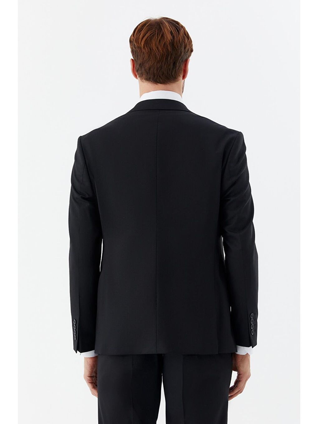 Erkek Siyah Slim Fit Yün Karışımlı Mono Yaka Yelekli 6 Drop Takım Elbise-4