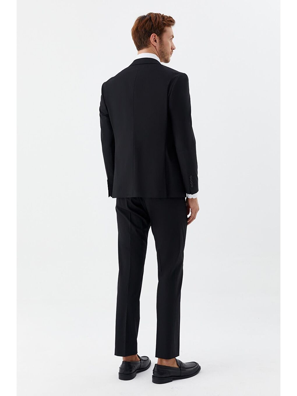 Erkek Siyah Slim Fit Yün Karışımlı Mono Yaka Yelekli 6 Drop Takım Elbise-5