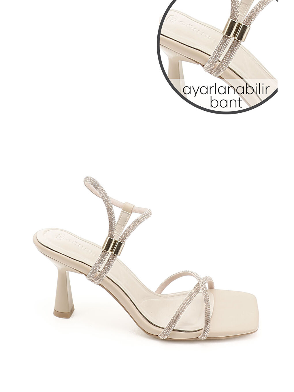 Sarı Kadın BRONZ Taşlı Bilekten Ayarlamalı Kadeh Ökçe Sandalet-2