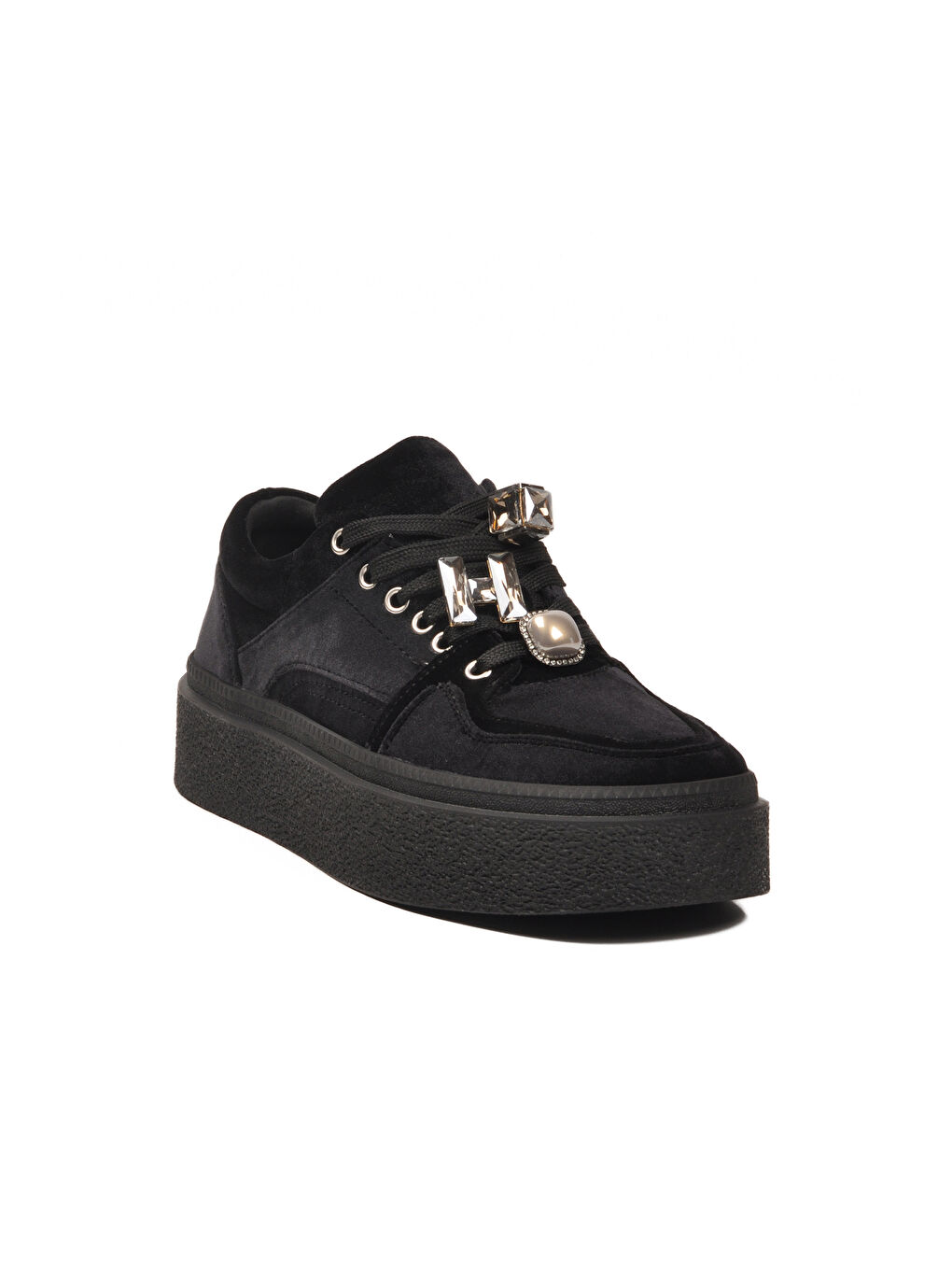 Siyah Nubuk Bağcıklı Yüksek Taban Kadın Sneaker 25K475 Z-2