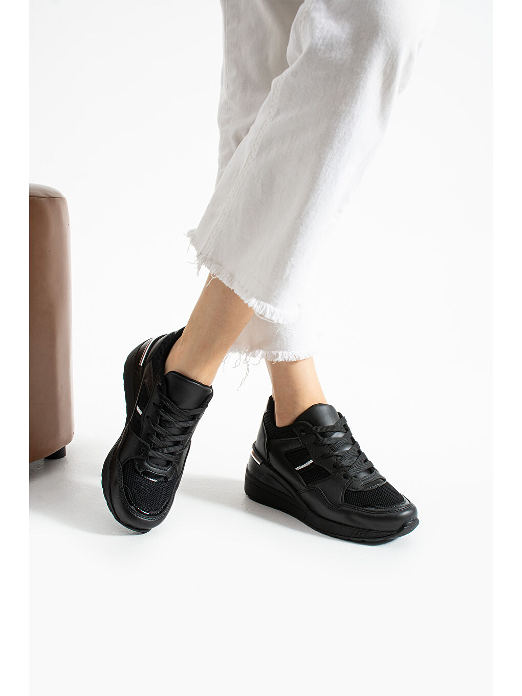 Siyah Kadın Yüksek Günlük Ayakkabı-1