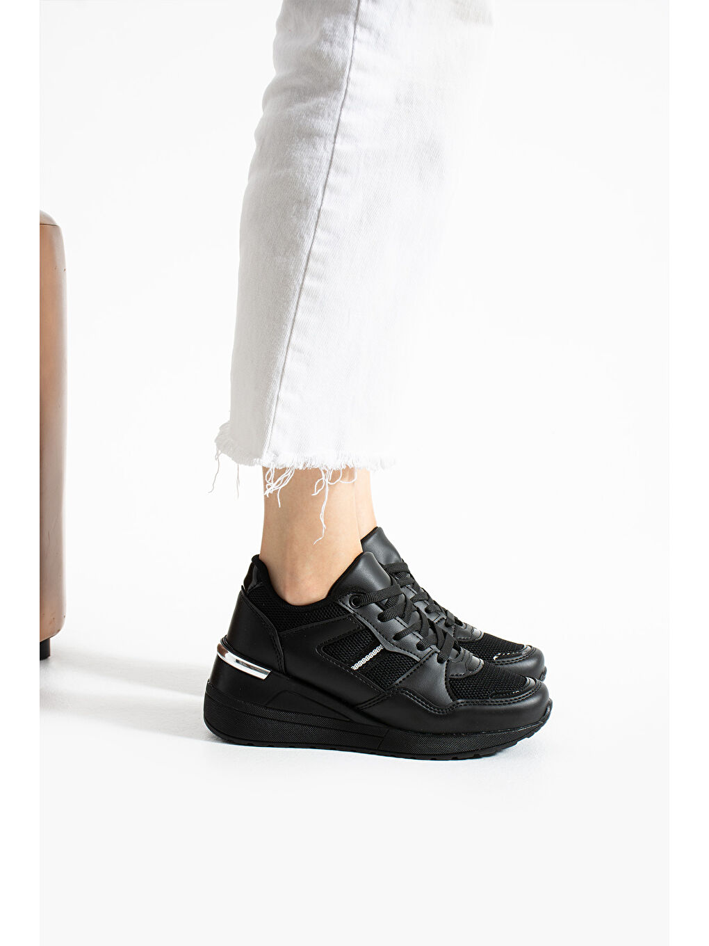 Siyah Kadın Yüksek Günlük Ayakkabı-2