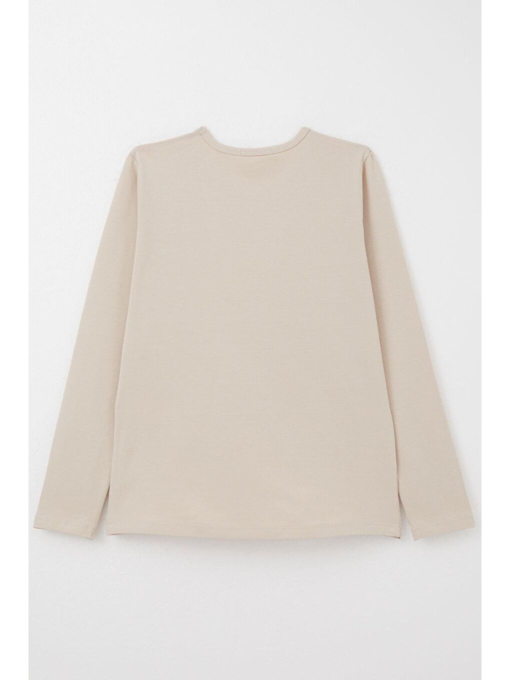 Kız Çocuk Uzun Kollu Tişört Yaldızlı Yaprak Desenli Bej (10 Yaş)-1