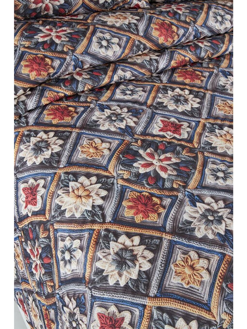 Karışık Floria Ultrasonik Kapitoneli 5D Baskılı Çift Kişilik Pike Takımı-2