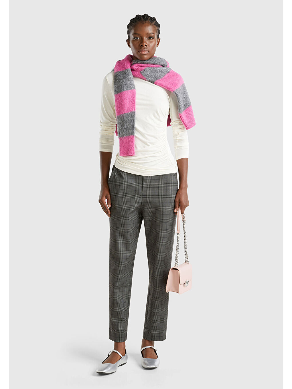 Kadın Antrasit Viskoz Karışımlı Tamamı Desenli Beli Lastikli Pantolon