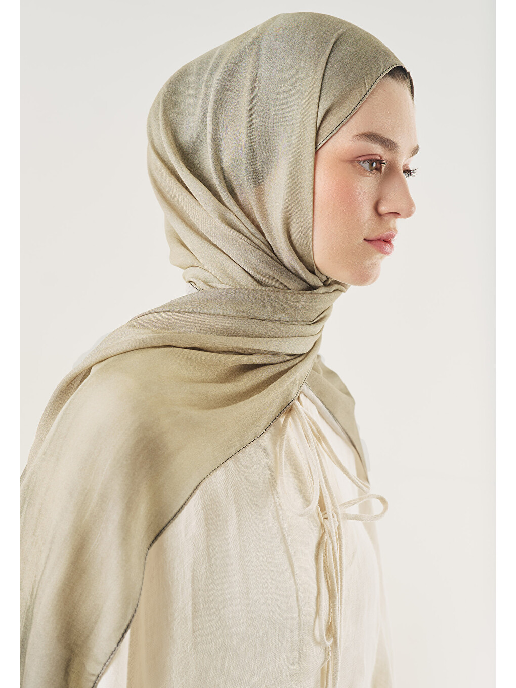 Sand Ripples Desen Soft Viskon Şal Natural Bej-2