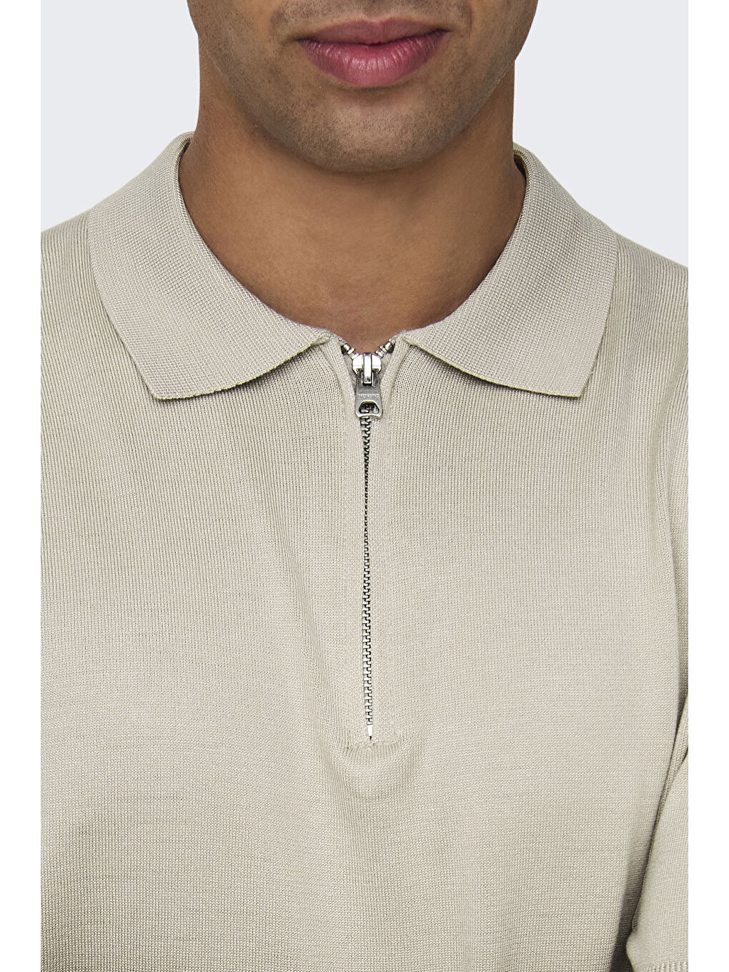 Bej Onswyler Regular Fit Yarım Fermuarlı Polo Yaka Tişört 22028606-4