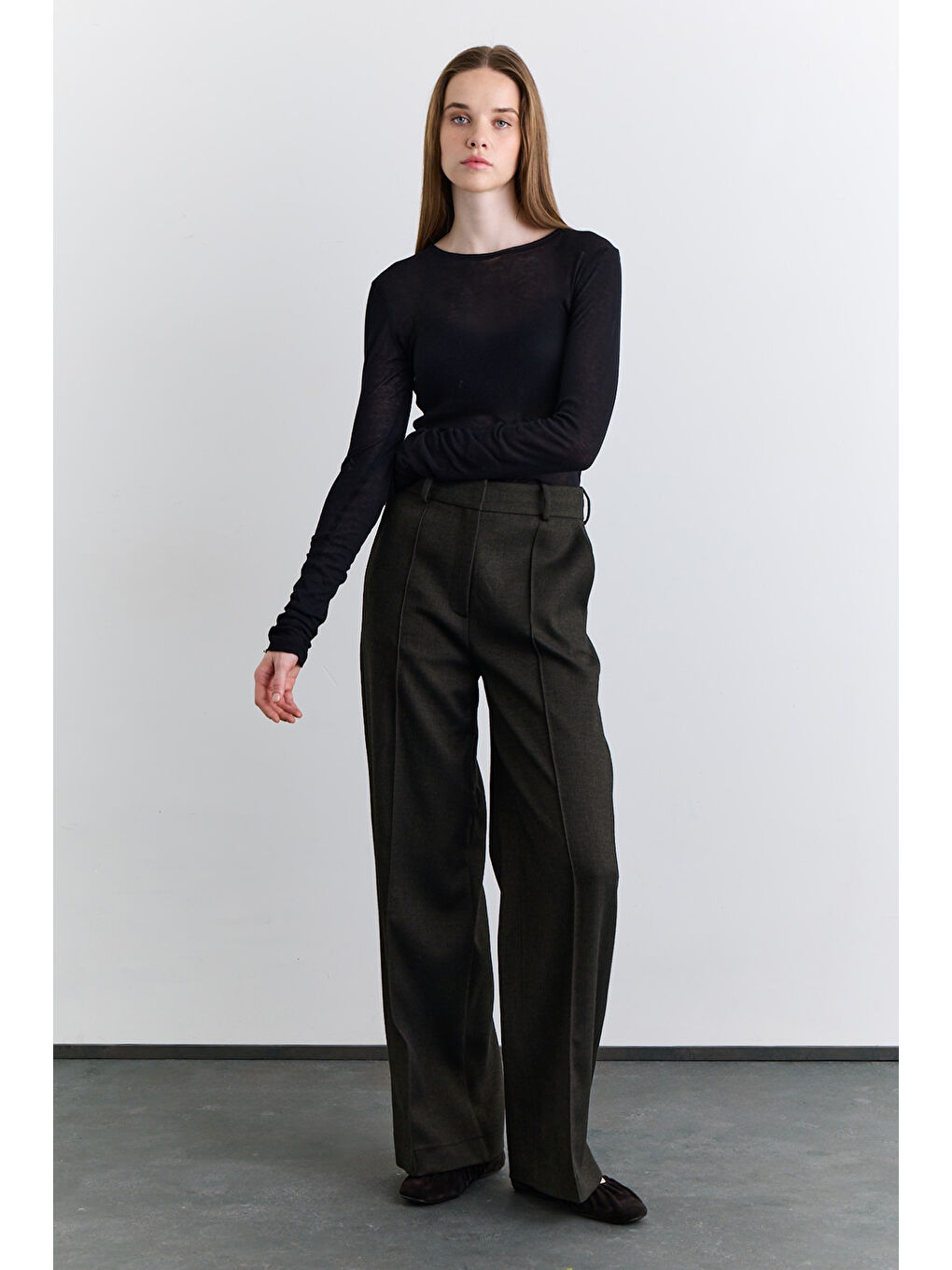 Klasik Pileli Kumaş Pantolon Haki-6