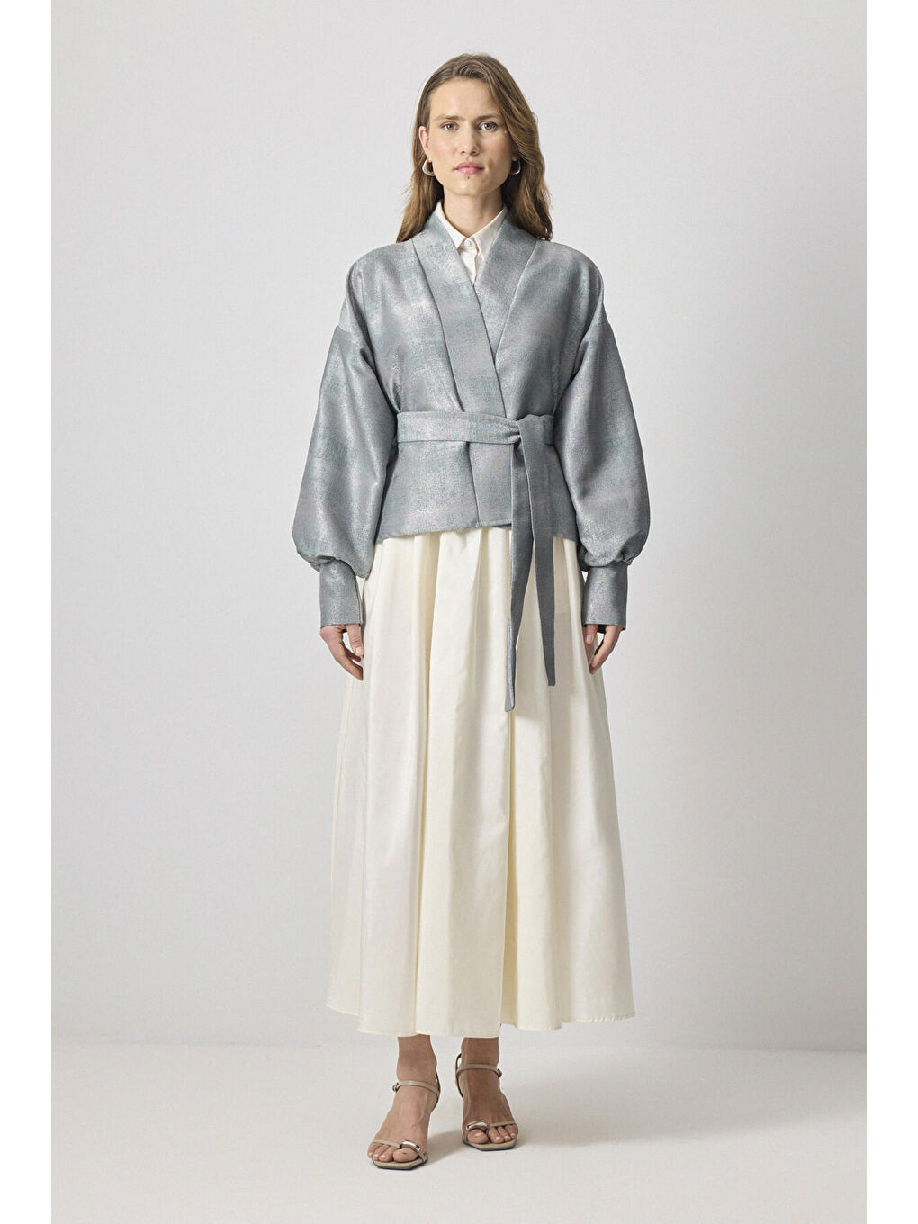 Yeşil Desenli Saten Ceket