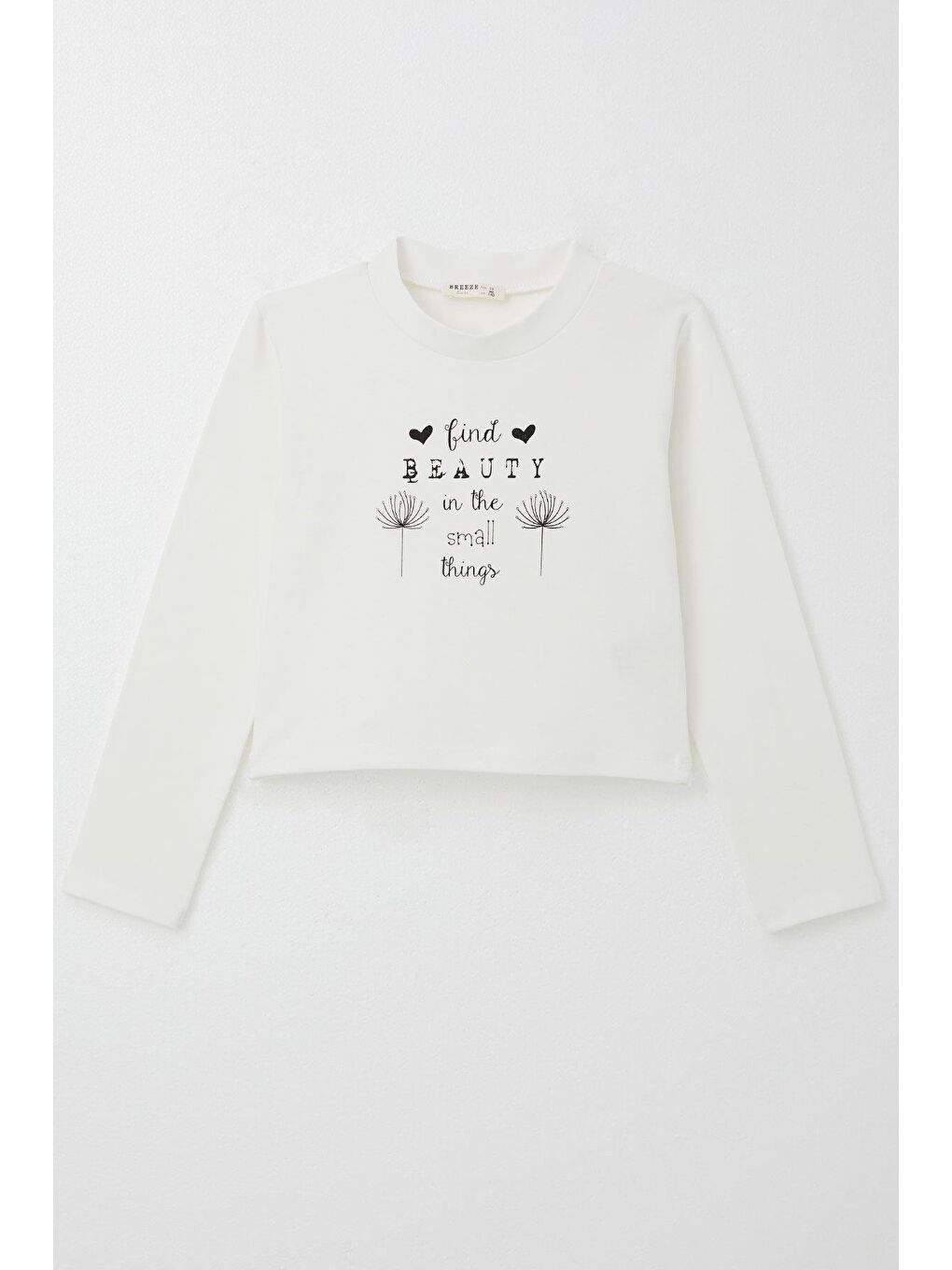 Kız Çocuk Uzun Kollu Tişört Kemer Boy Yazı Baskılı Ekru (9-14 Yaş)