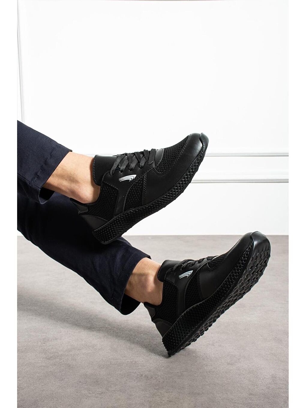 Siyah Sneaker Fileli Günlük Rahat Ayakkabı-1