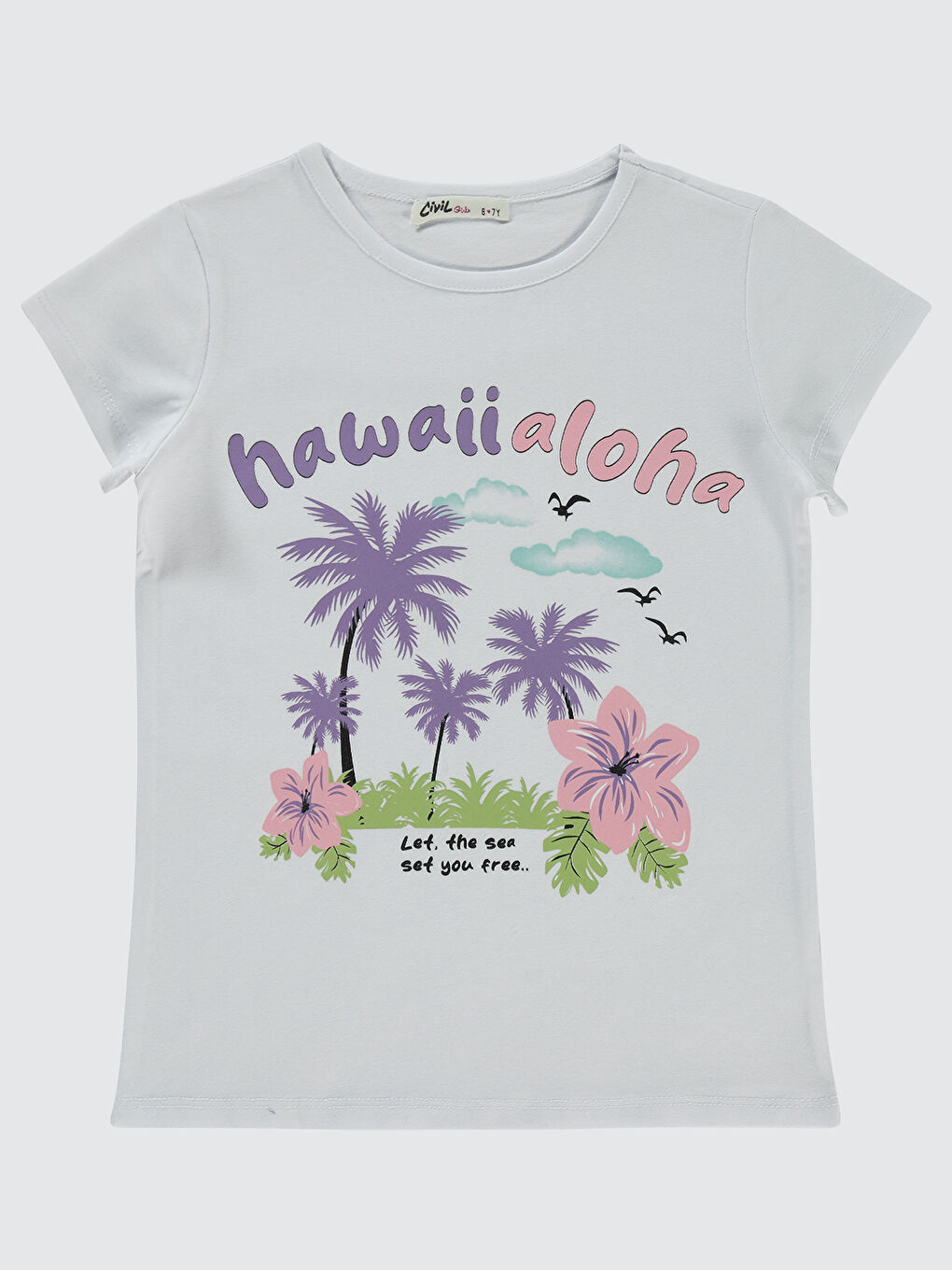 Girls Kız Çocuk Tişört 6-9 Yaş Beyaz