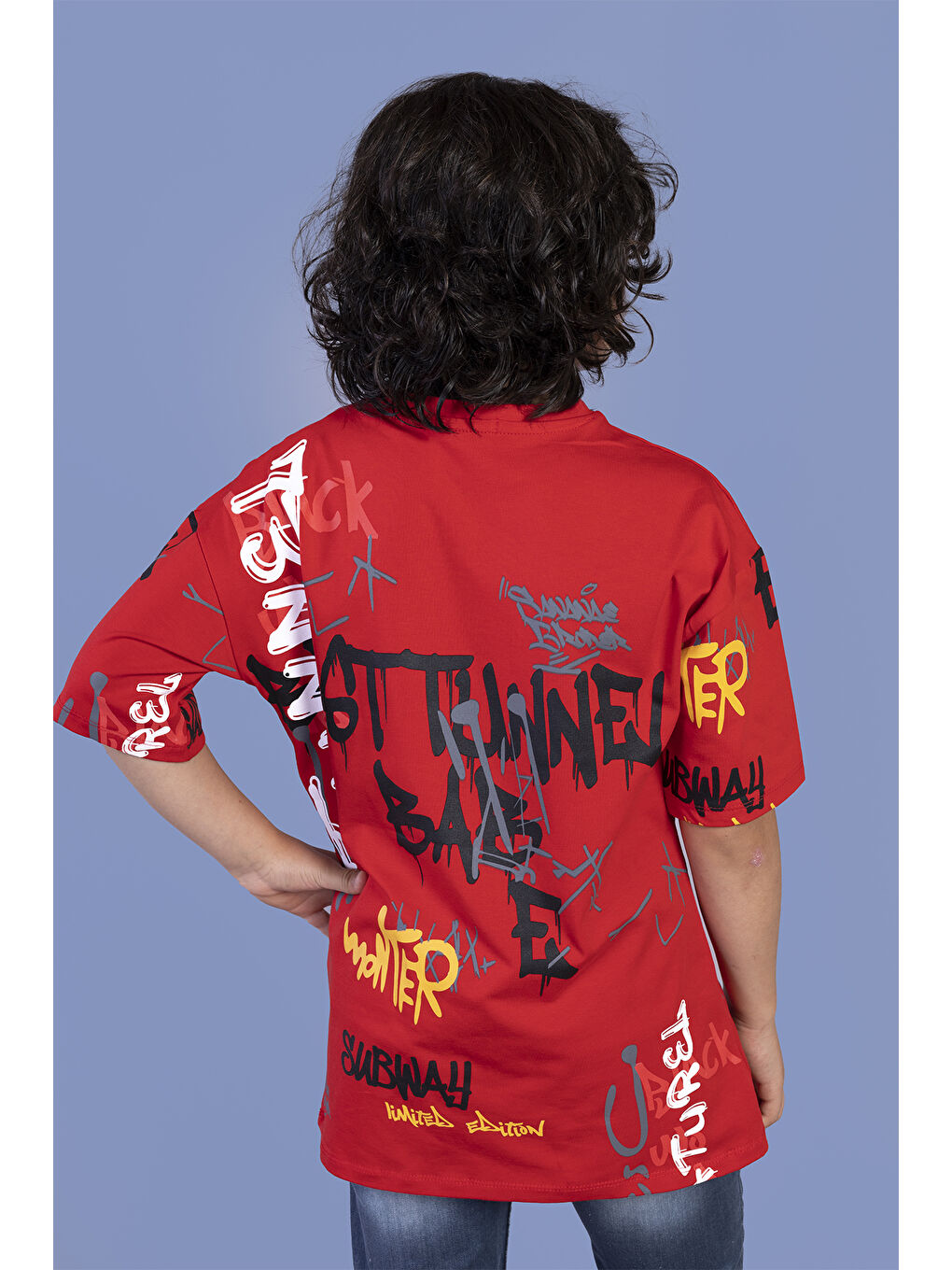 Kırmızı Erkek Çocuk Komple Baskılı Tişört-1