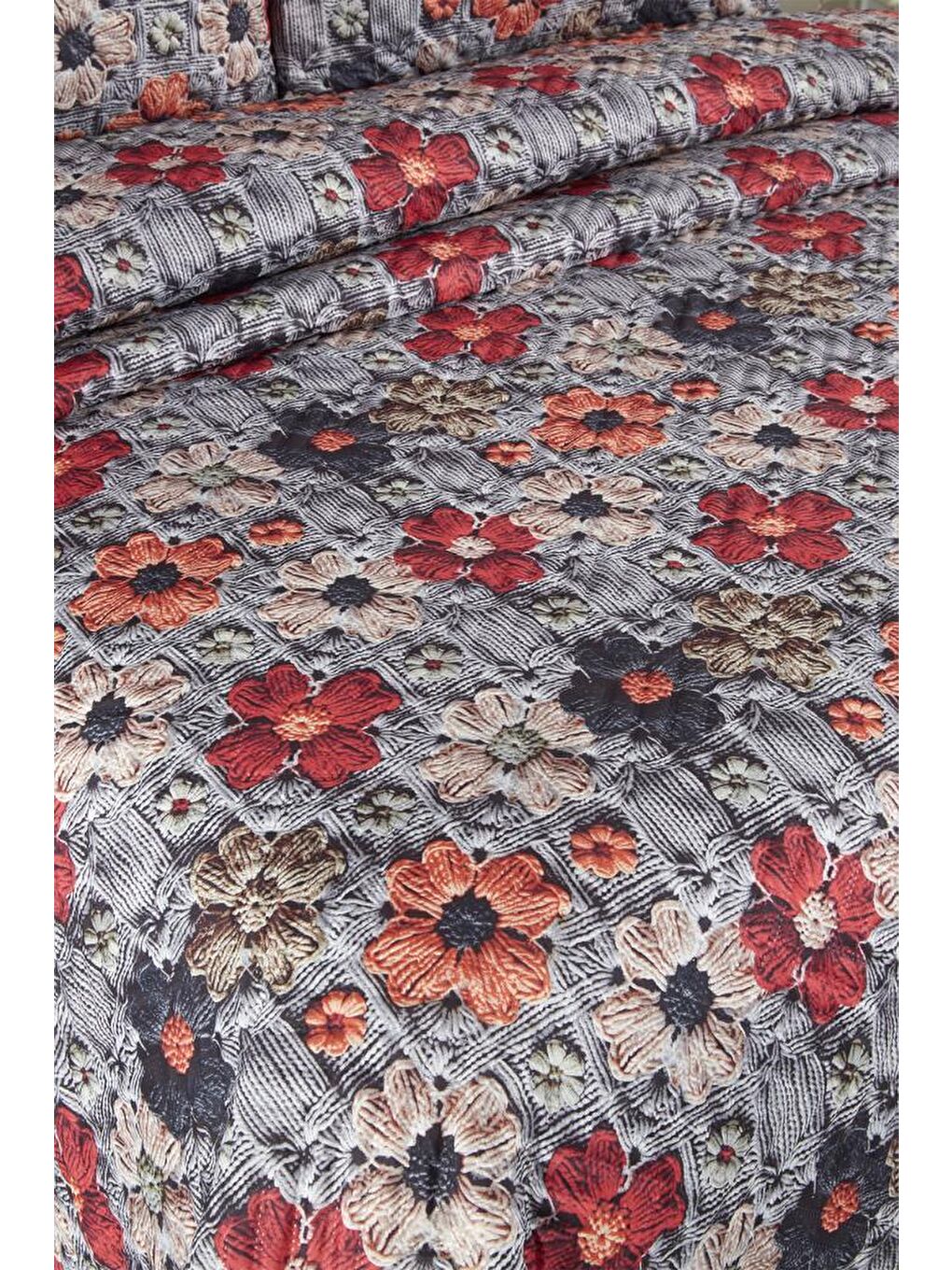 Karışık Eloria Ultrasonik Kapitoneli 5D Baskılı Çift Kişilik Pike Takımı-1