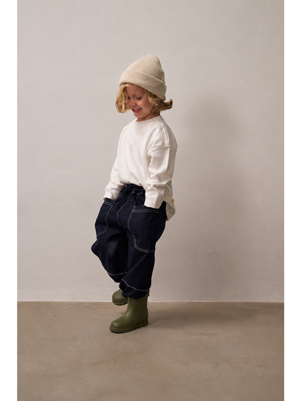 Lacivert Siyah Cep Detaylı Unisex Jean Pantolon-1