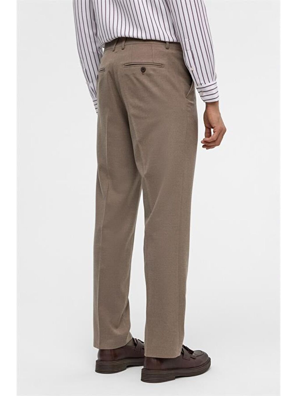 Kahverengi Kiremit Regular Düz Pantolon-5