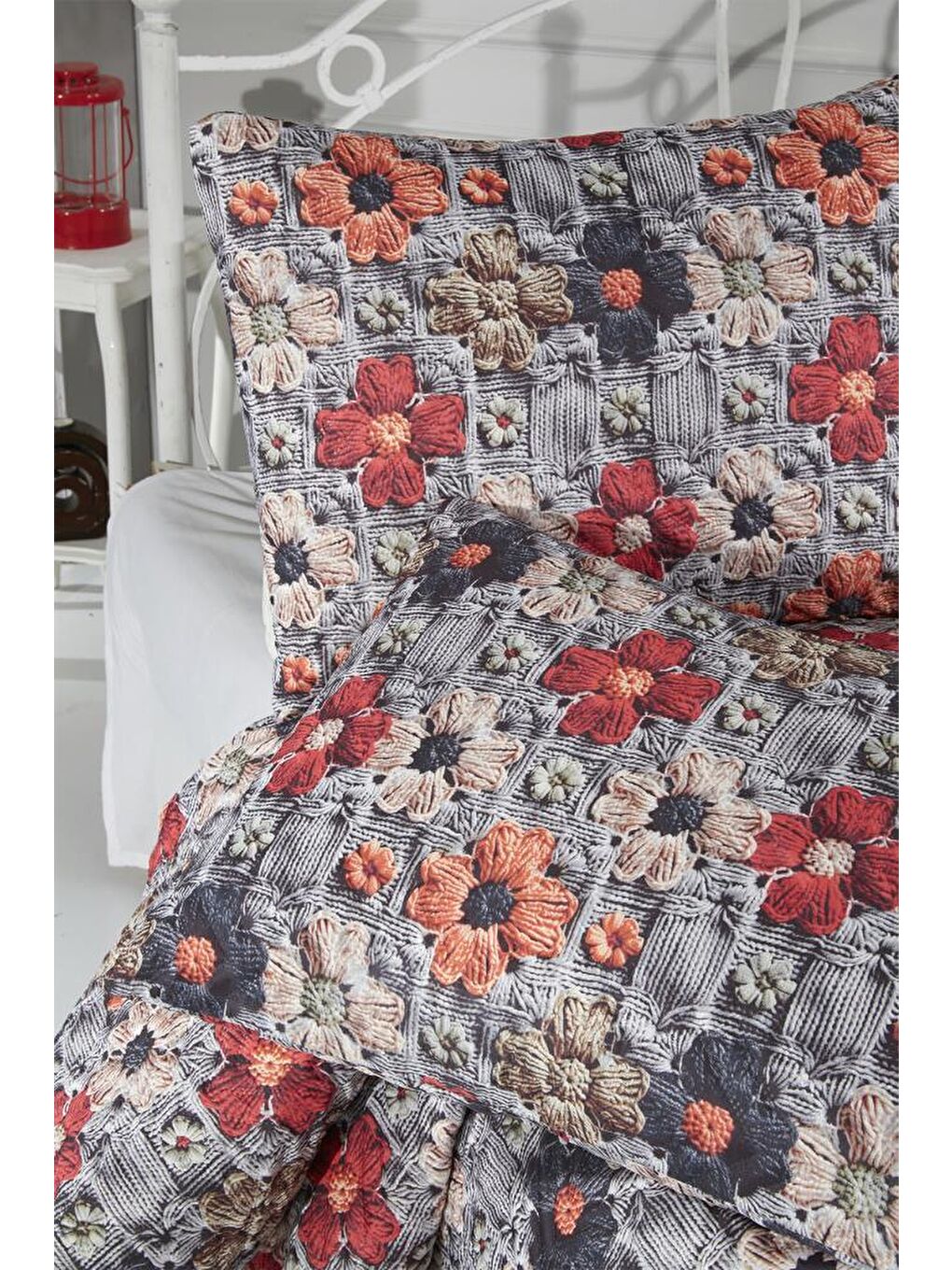 Karışık Eloria Ultrasonik Kapitoneli 5D Baskılı Çift Kişilik Pike Takımı-4