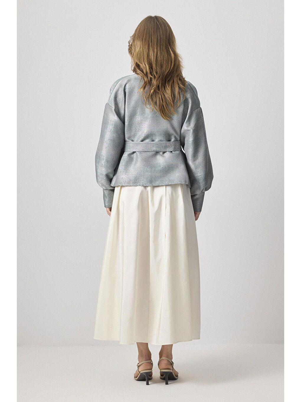 Yeşil Desenli Saten Ceket-4