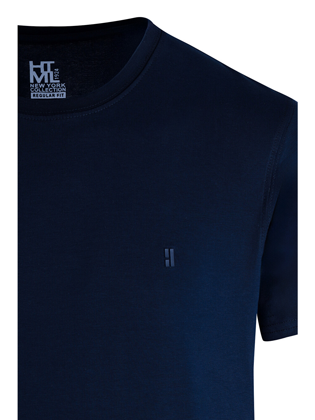 Lacivert Regular Fit Bisiklet Yaka Pamuklu Tişört-2