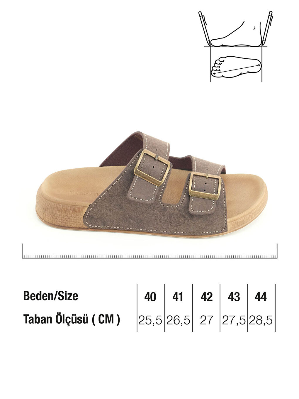 Kahverengi Erkek Yazlık Suni Deri İki Toka Ayarlanabilir Rahat Taban Günlük Terlik-1