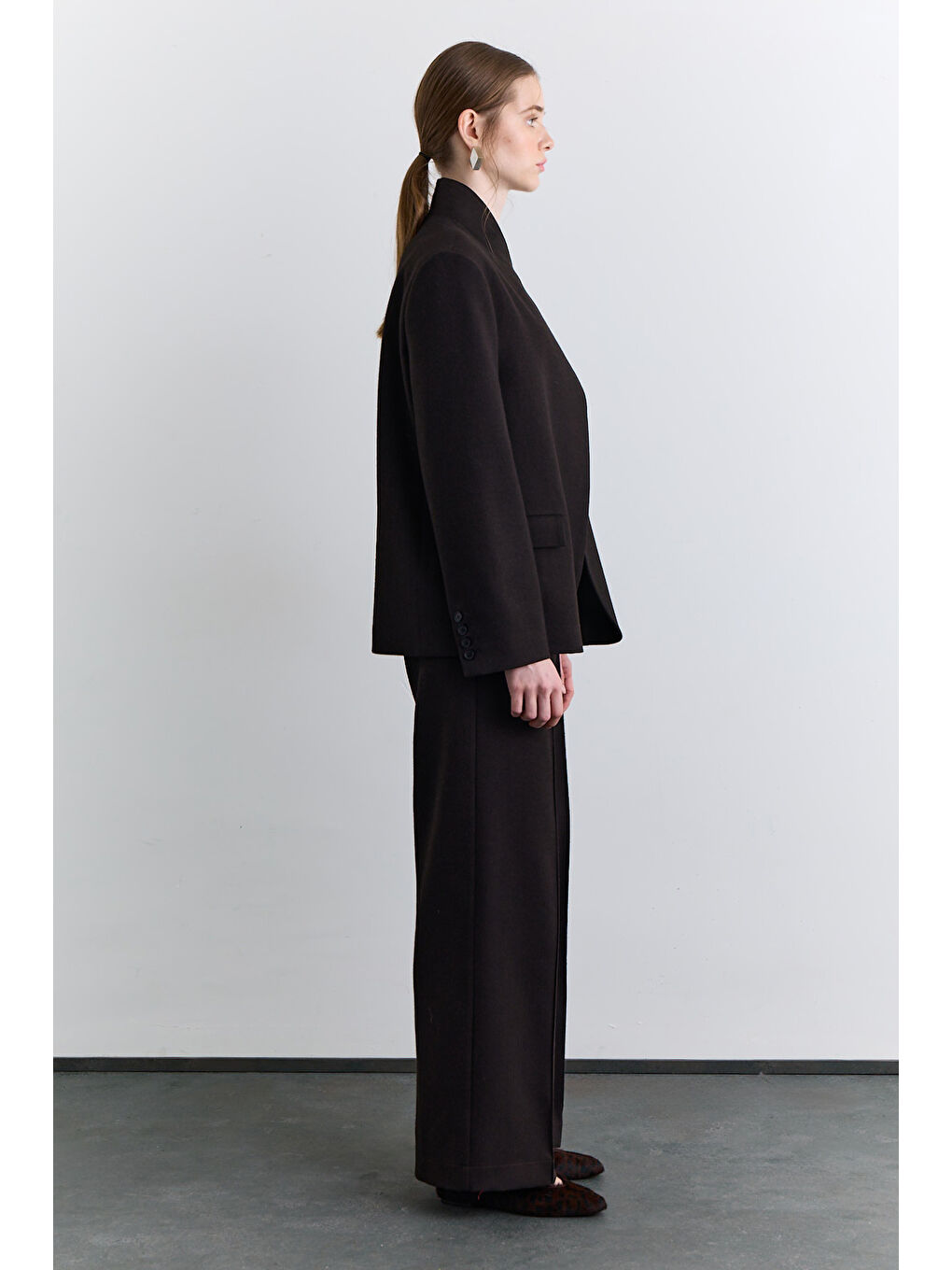 Klasik Pileli Kumaş Pantolon Kahverengi-1