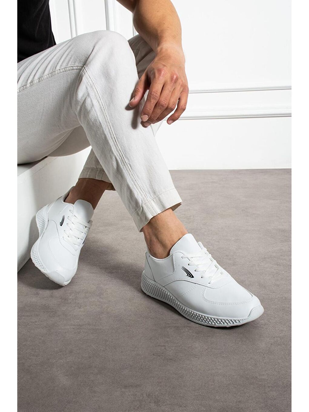 Beyaz Erkek Sneaker Günlük Rahat Ayakkabı-1