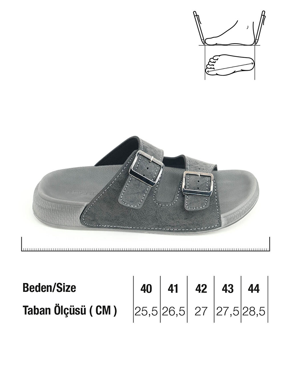 Gri Erkek Yazlık Suni Deri İki Toka Ayarlanabilir Rahat Taban Günlük Terlik-1