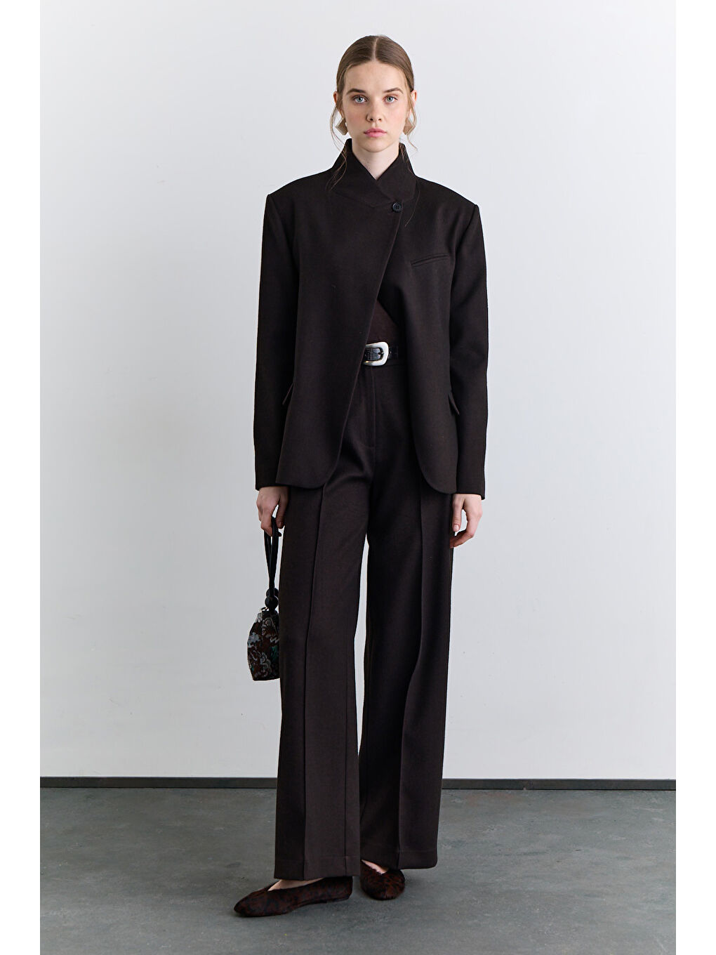 Klasik Pileli Kumaş Pantolon Kahverengi-4