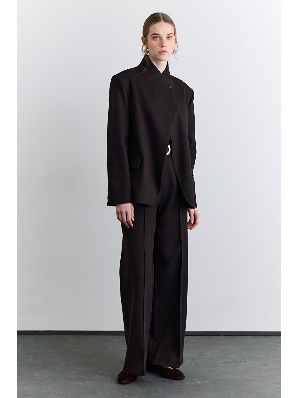 Klasik Pileli Kumaş Pantolon Kahverengi-6