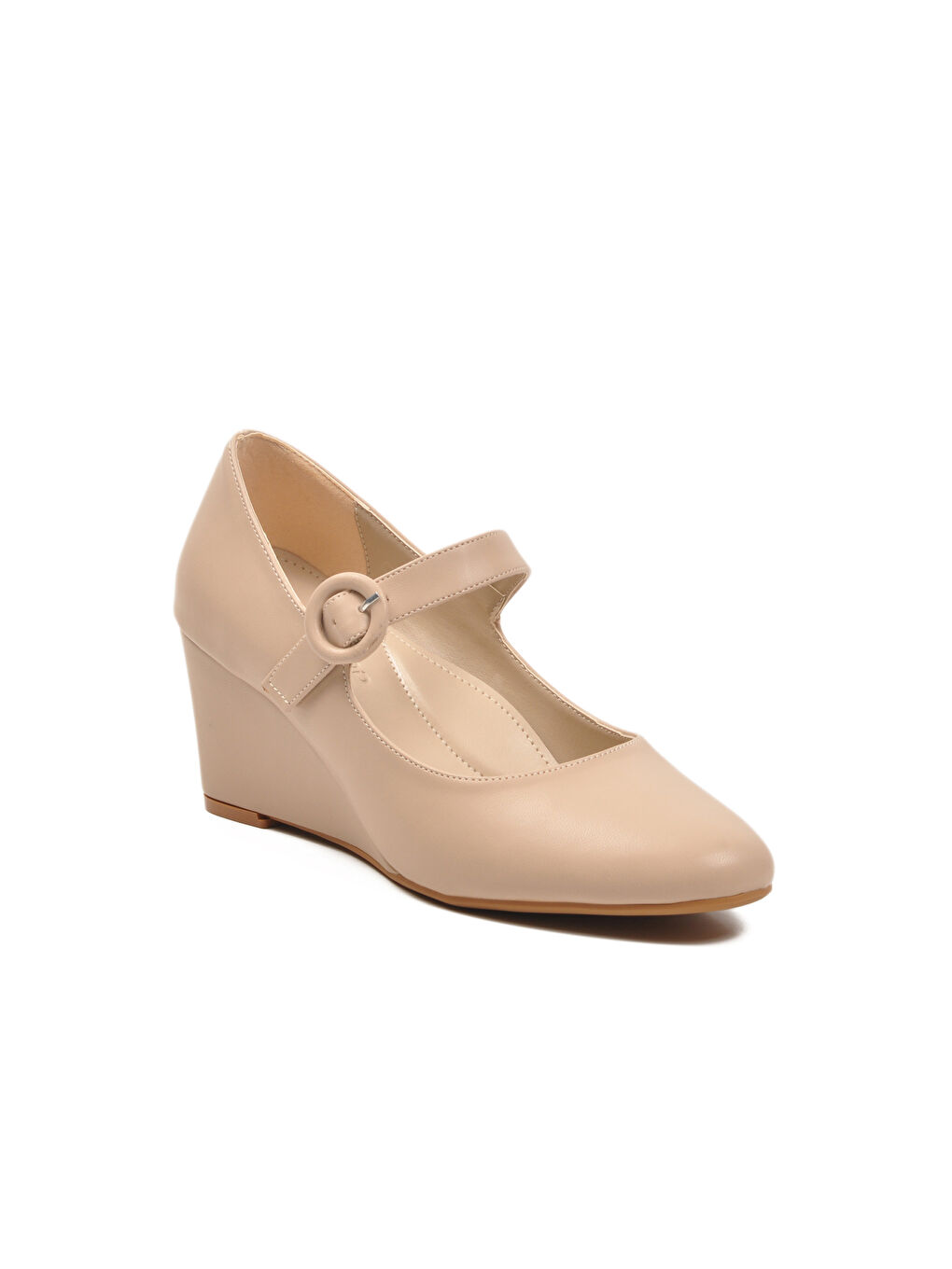 Bej Dolgu Topuklu Bantlı Kadın Casual Ayakkabı 312478 Z-3