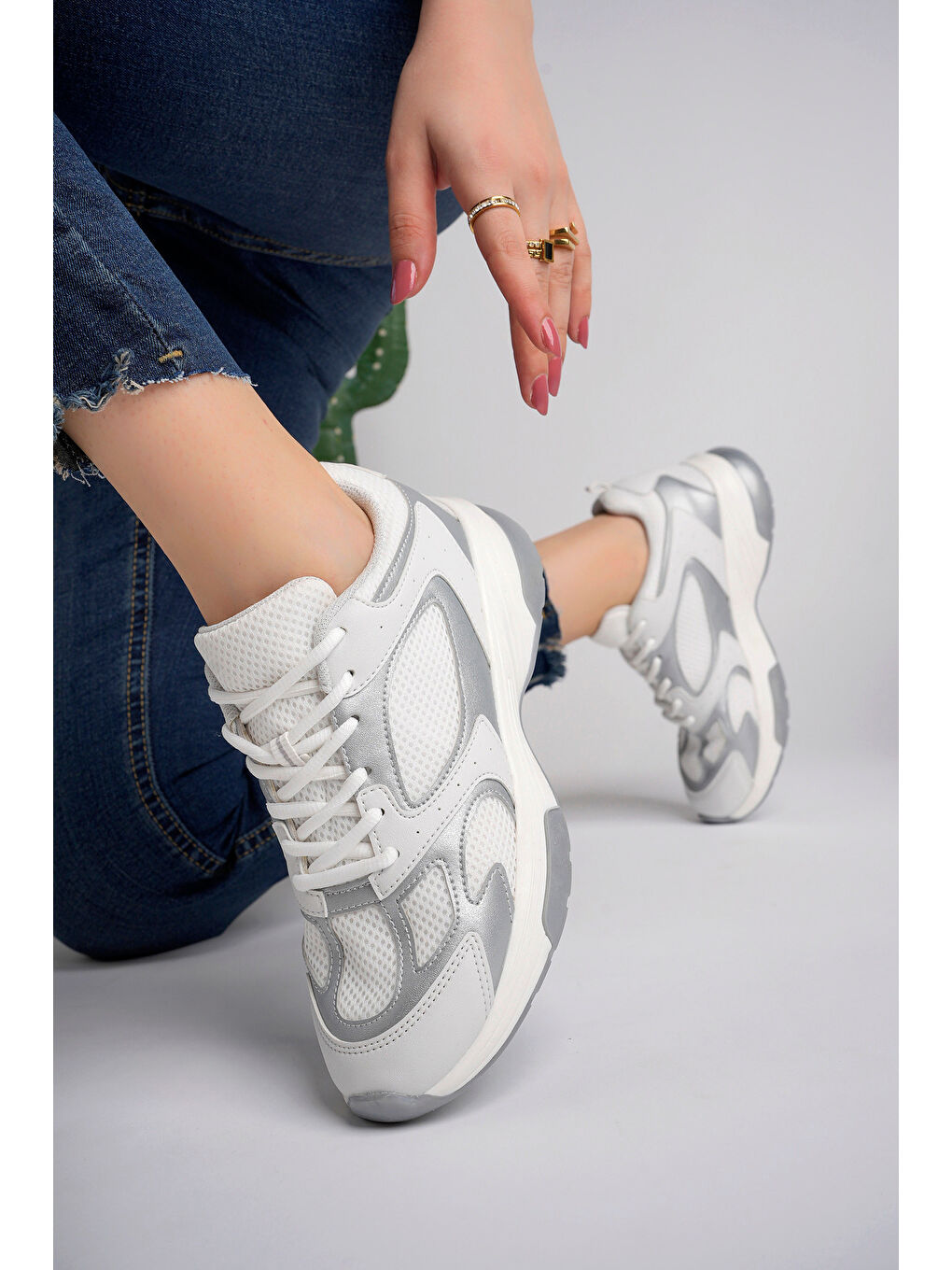 Gri Kadın Günlük Sneaker Ayakkabı