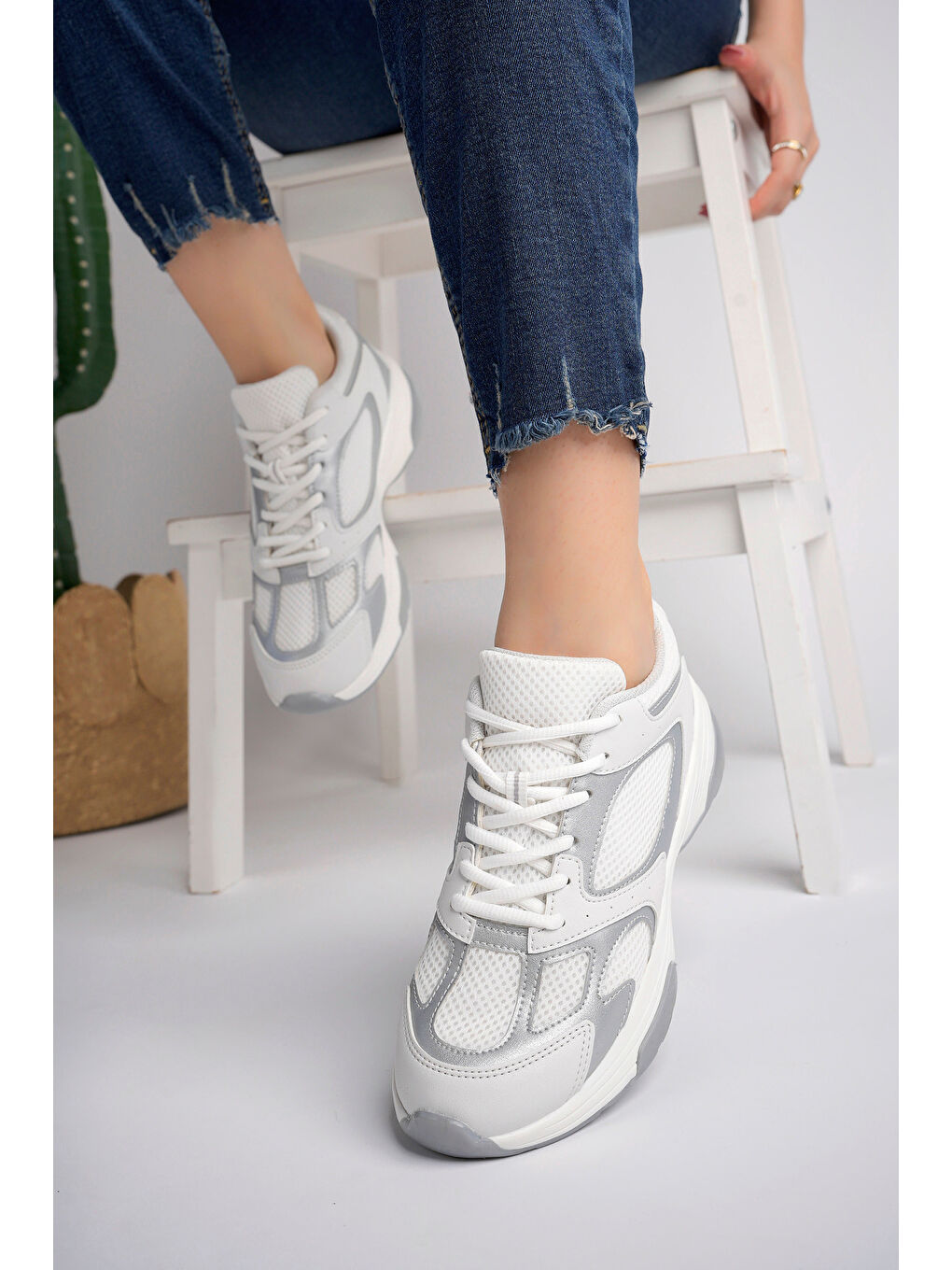 Gri Kadın Günlük Sneaker Ayakkabı-1