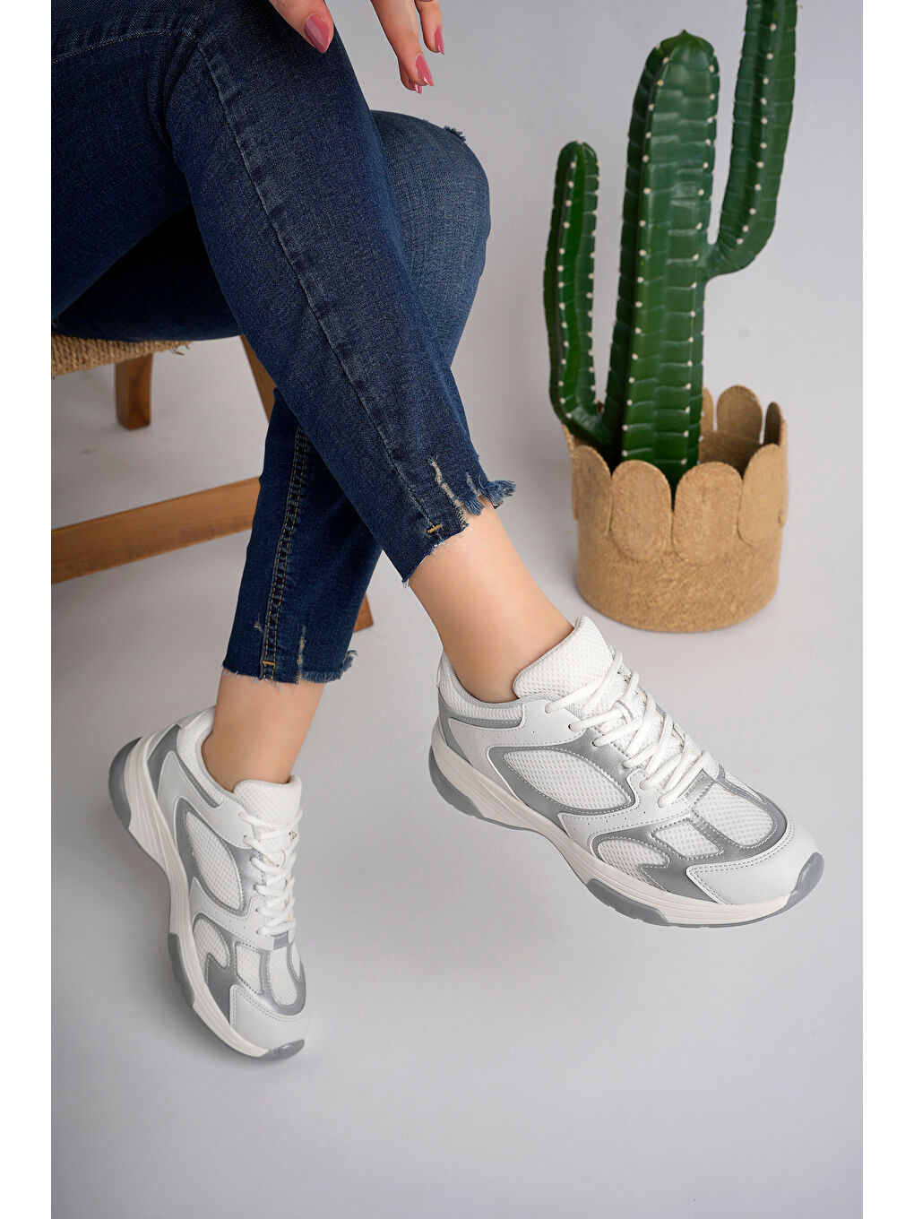 Gri Kadın Günlük Sneaker Ayakkabı-2