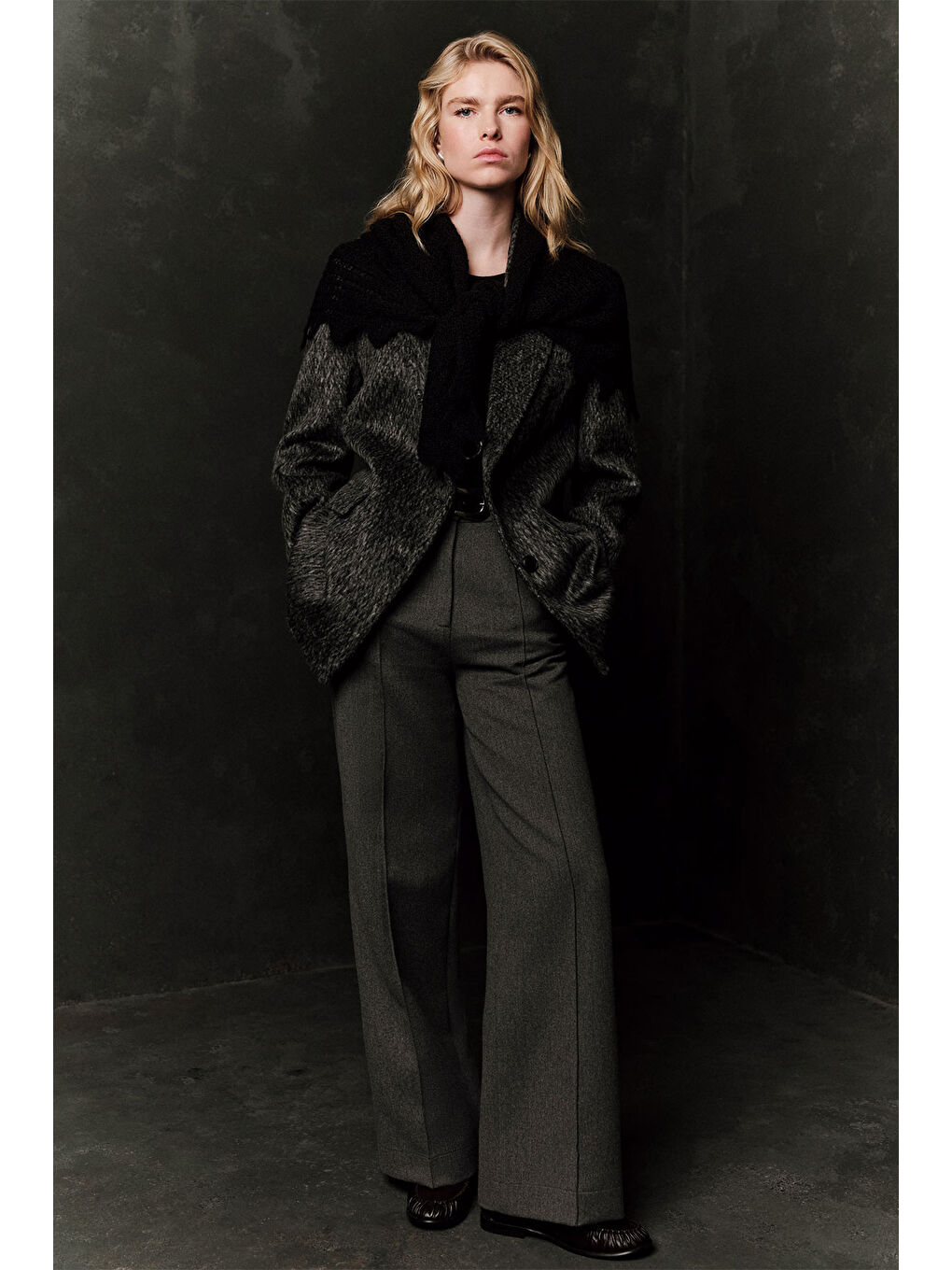 Klasik Pileli Kumaş Pantolon Gri-3