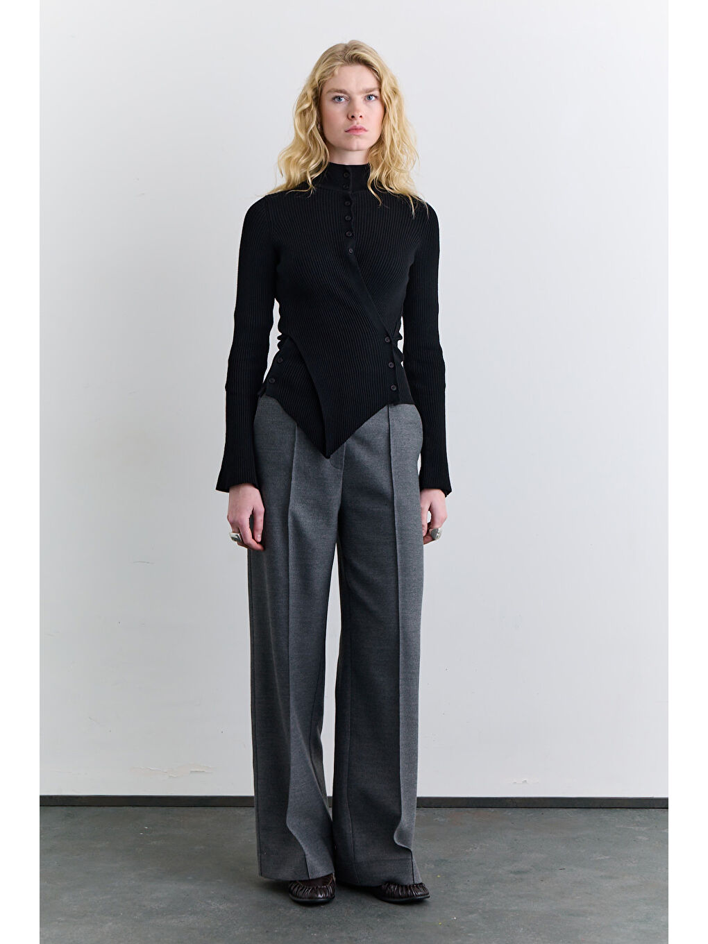 Klasik Pileli Kumaş Pantolon Gri-6