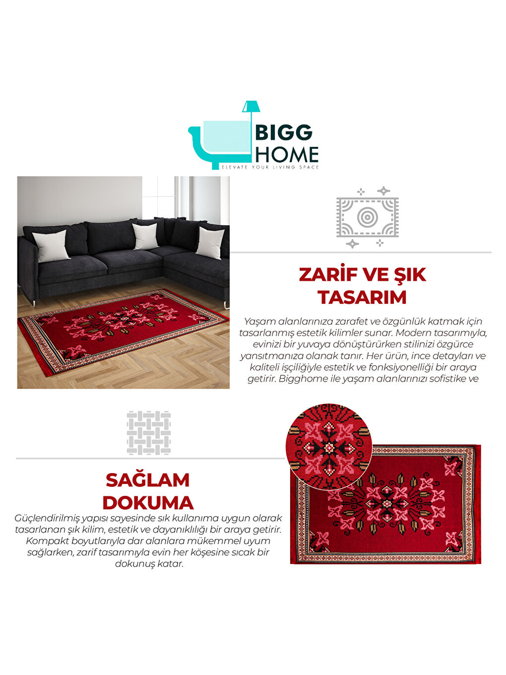 Karışık Kilim, Makinede Yıkanabilir, Etnik Desenli, 120*180 cm, SA25PY-1