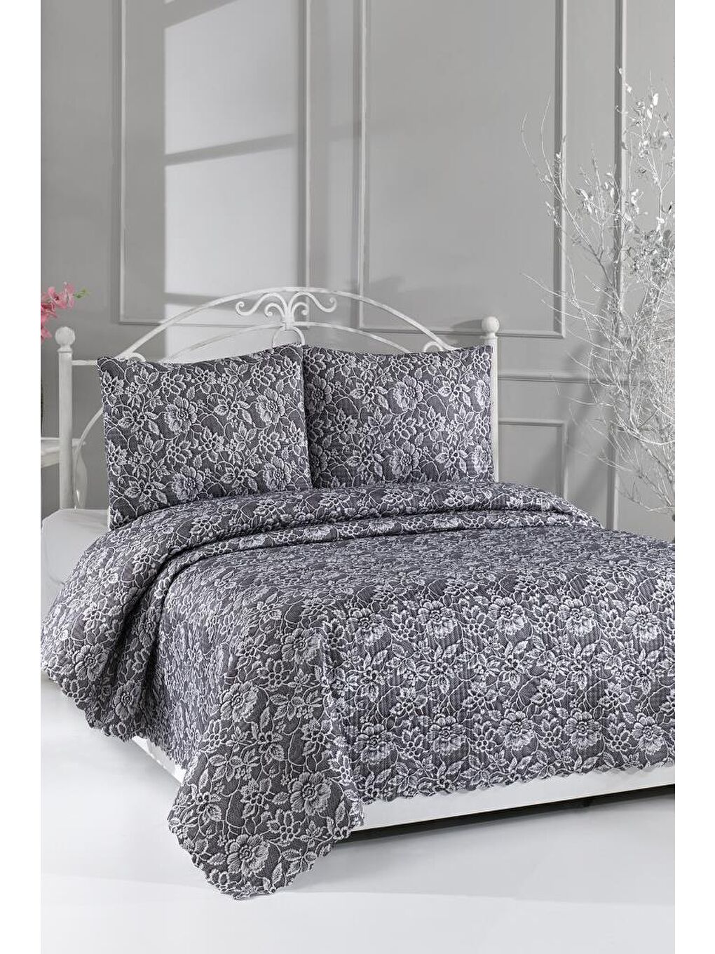 Karışık Lacella Ultrasonik Kapitoneli 5D Baskılı Çift Kişilik Pike Takımı