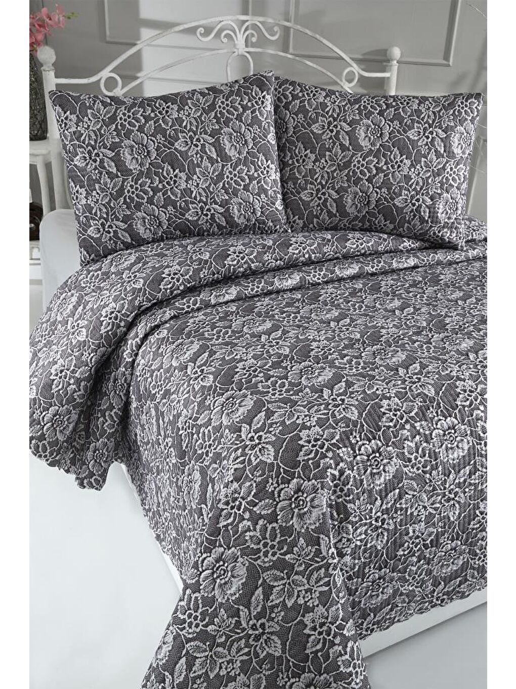 Karışık Lacella Ultrasonik Kapitoneli 5D Baskılı Çift Kişilik Pike Takımı-1