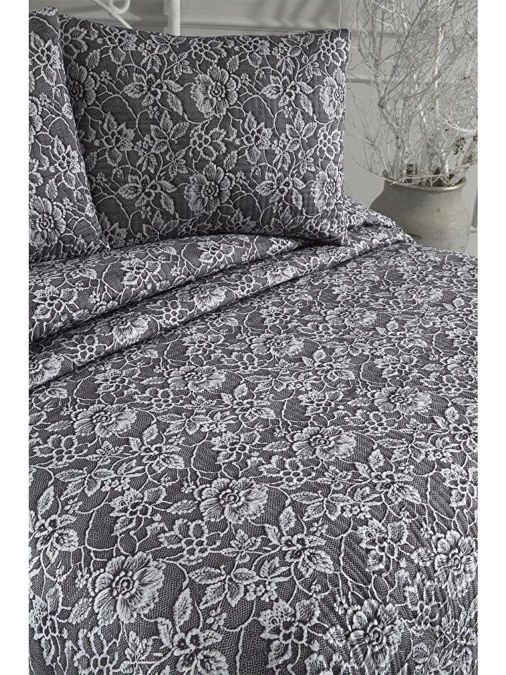 Karışık Lacella Ultrasonik Kapitoneli 5D Baskılı Çift Kişilik Pike Takımı-3