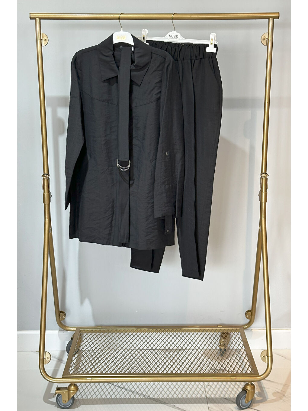 Kemer Detay Pantolonlu Takım 1050 Siyah-1