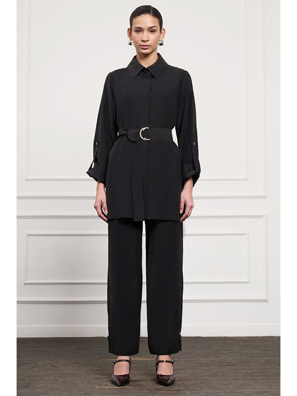 Kemer Detay Pantolonlu Takım 1050 Siyah-2