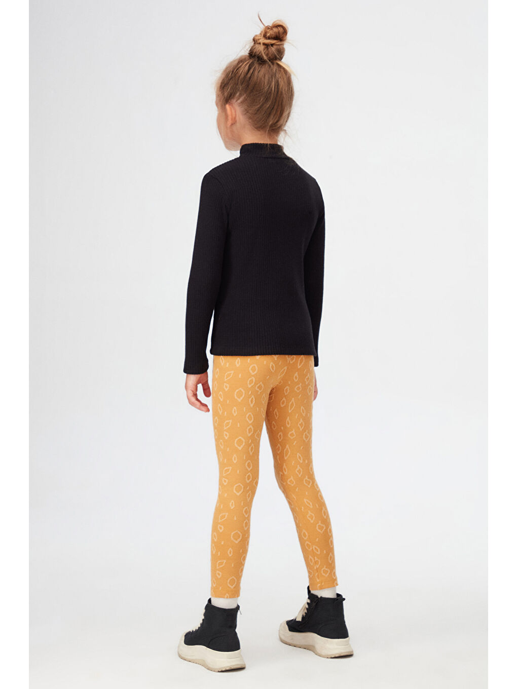 Siyah Kız Çocuk Yarım Balıkçı Kaşkorse Uzun Kol Tişört-3