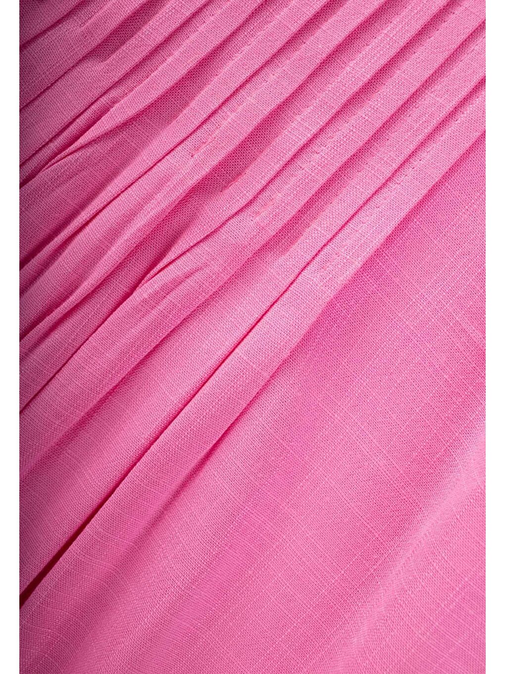 Pembe Kız Çocuk Keten Elbise-1