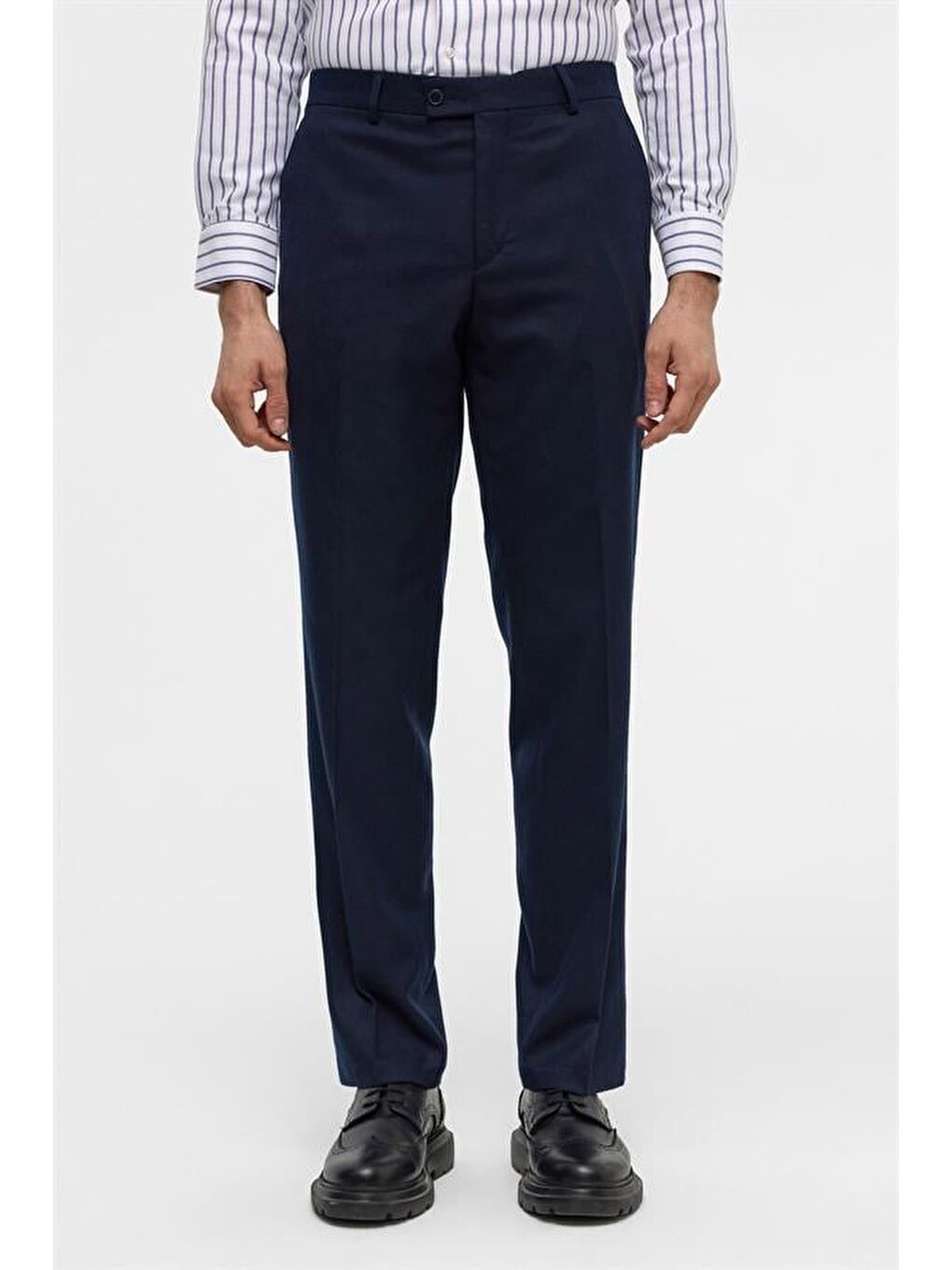 Lacivert Regular Düz Pantolon-1