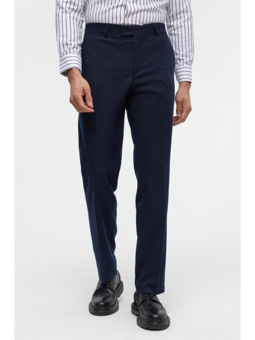 Lacivert Regular Düz Pantolon-2