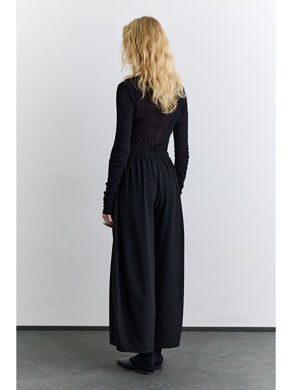 Balon Formlu Kumaş Pantolon Siyah-5