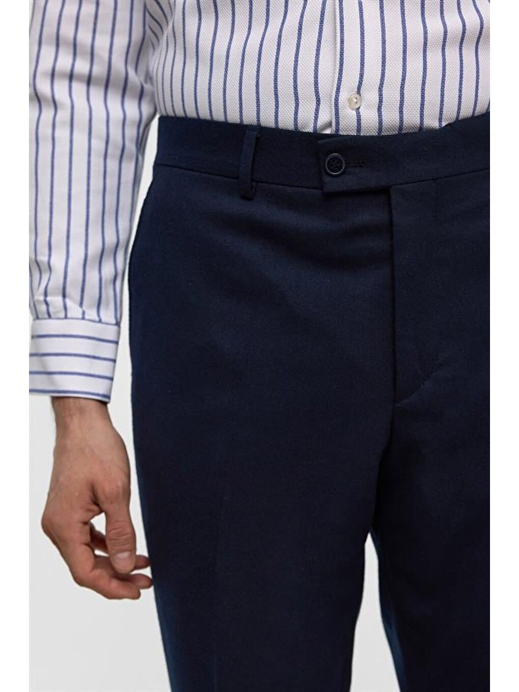 Lacivert Regular Düz Pantolon-3