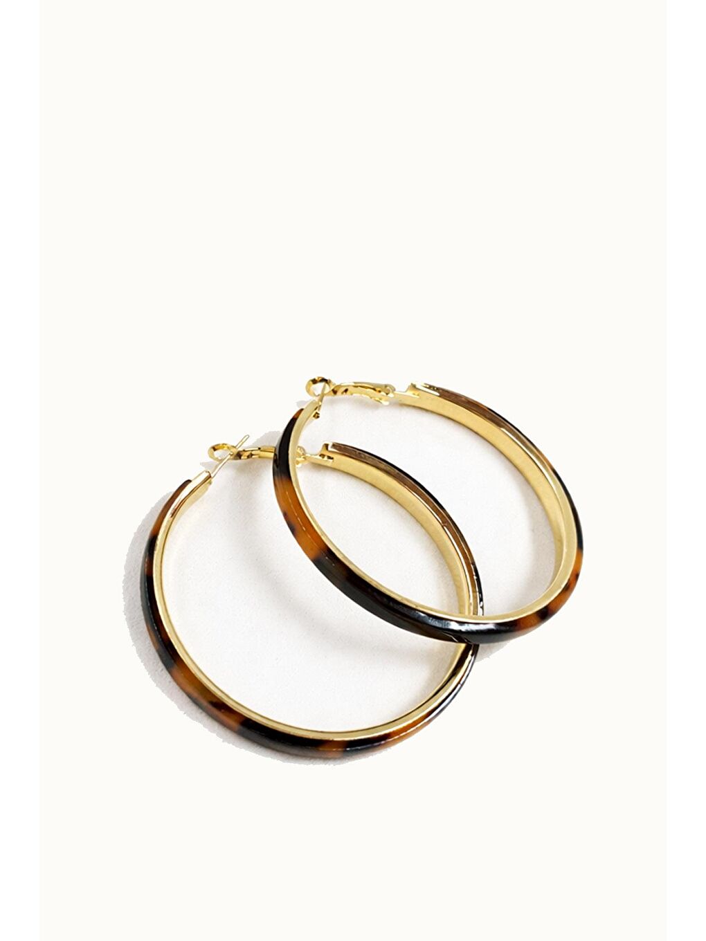 Kahverengi Kaplumbağa Sırtı Desenli 5 cm Halka Küpe-1