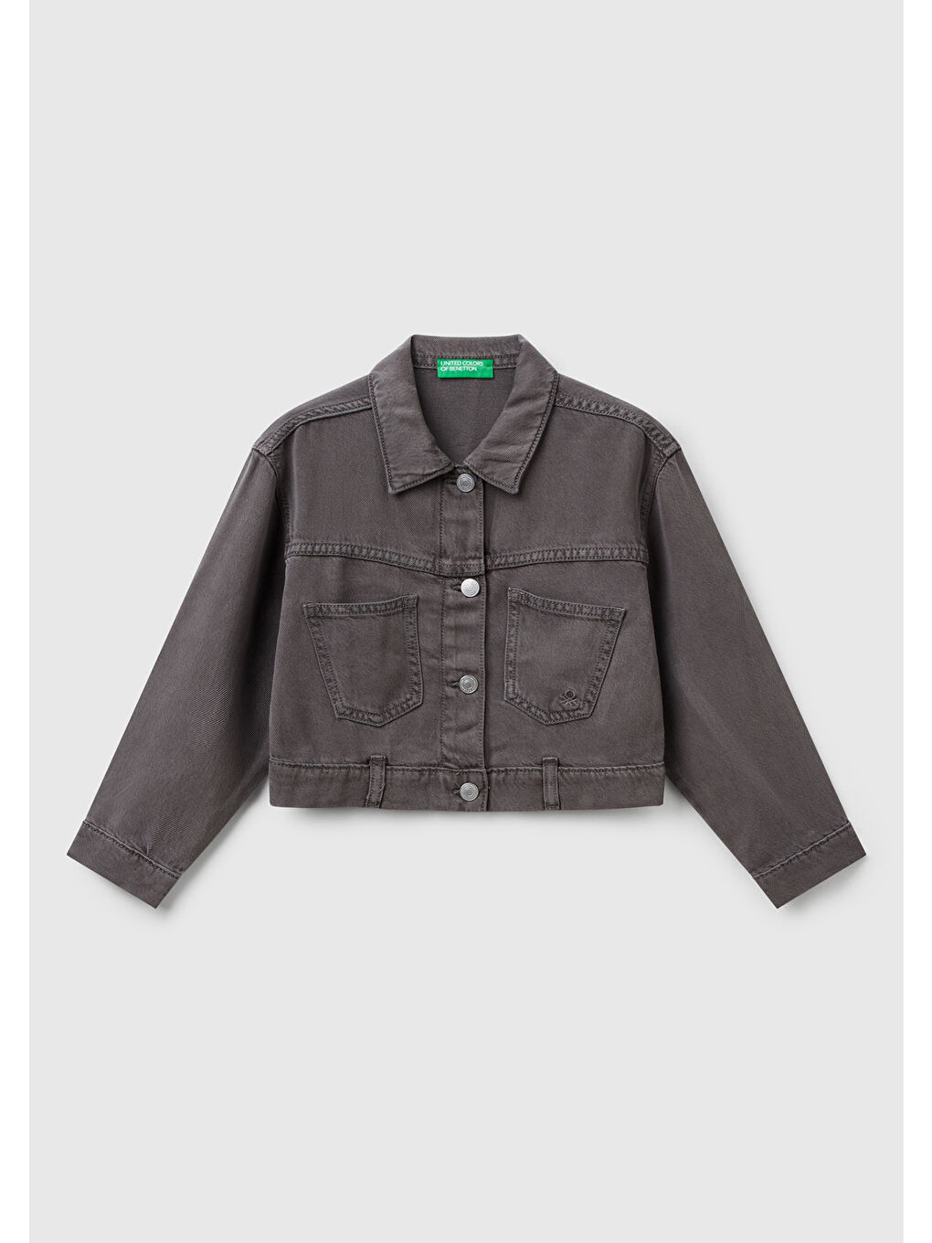 Kız Çocuk Antrasit %100 Liyosel Logo Detaylı Önü Yama Cepli Ceket